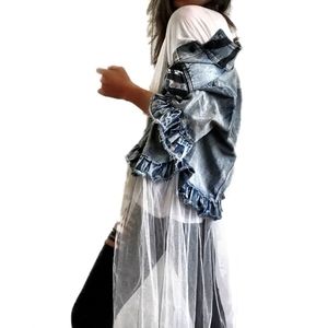Wren + Glory, 'Art?' denim jacket with skirt, large